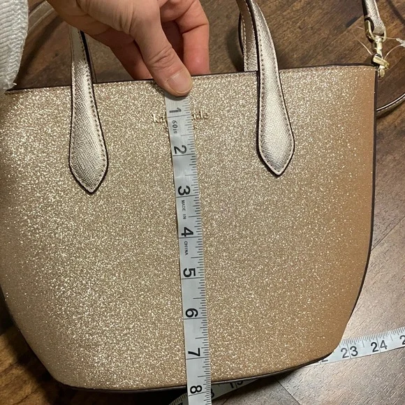 Kate Spade Glitter Glimmer Satchel Crossbody Bag in Gold NWT Holiday - Picture 7 of 10